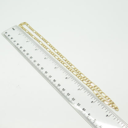 HAN 925 Sterling Silver Gold Plated Italy Figaro Chain Necklace 18"