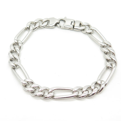 925 Sterling Silver Vintage Phillip Gavriel Italy Figaro Link Bracelet 8.25"