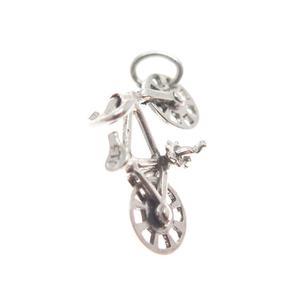 925 Sterling Silver Antique Art Deco Bicycle 3D Charm Pendant