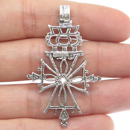 UNOAERRE 800 Silver Vintage Italy Cross Oxidized Pendant