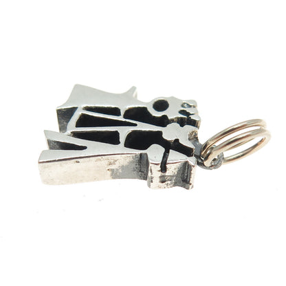 925 Sterling Silver Vintage Tribal Chief Couple Charm Pendant