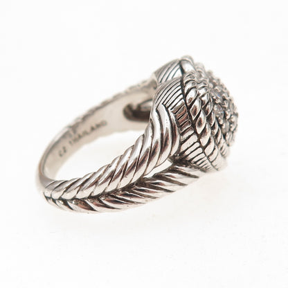 Judith Ripka 925 Sterling Silver Round-Cut C Z Heart Oxidized Ring Size 7