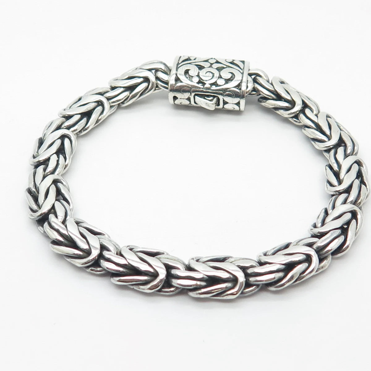 925 Sterling Silver Vintage Byzantine Link Bracelet 6"