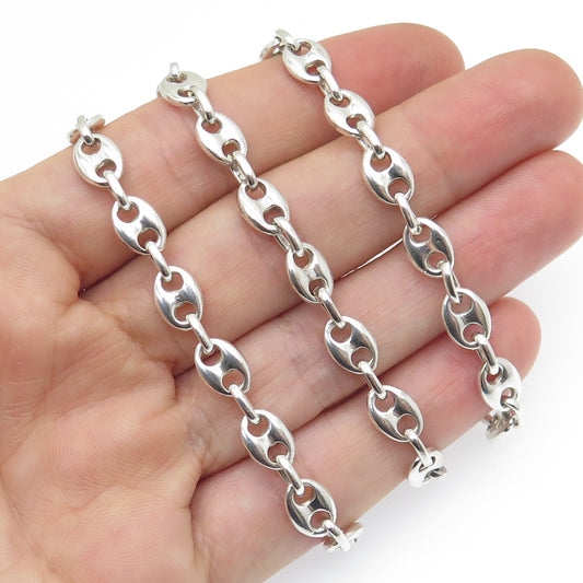 925 Sterling Silver Vintage Italy Anchor Mariner Chain Necklace 20"