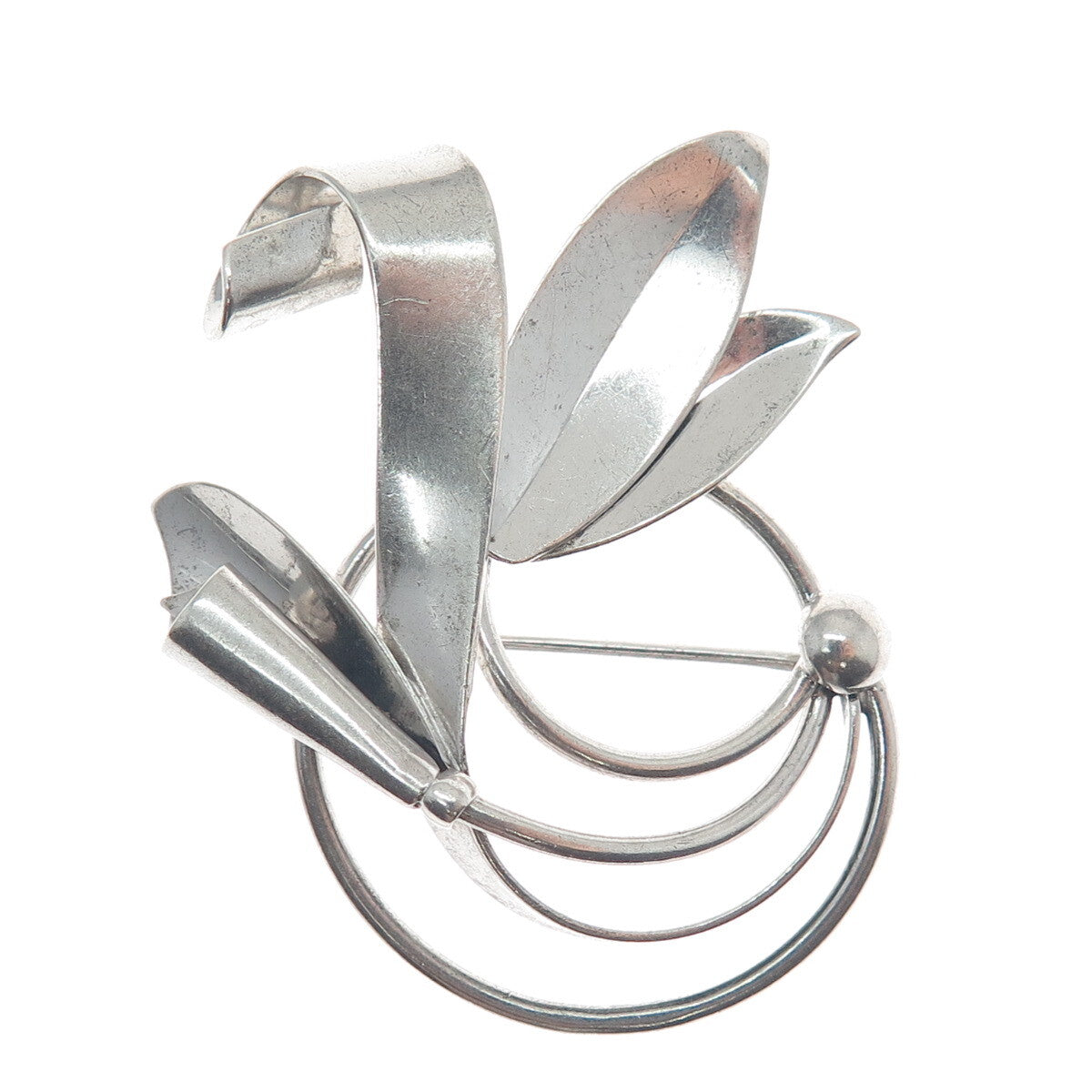 BINDER BROS 925 Sterling Silver Vintage Cala Lily Floral Leaf Pin Brooch