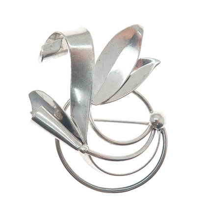 BINDER BROS 925 Sterling Silver Vintage Cala Lily Floral Leaf Pin Brooch