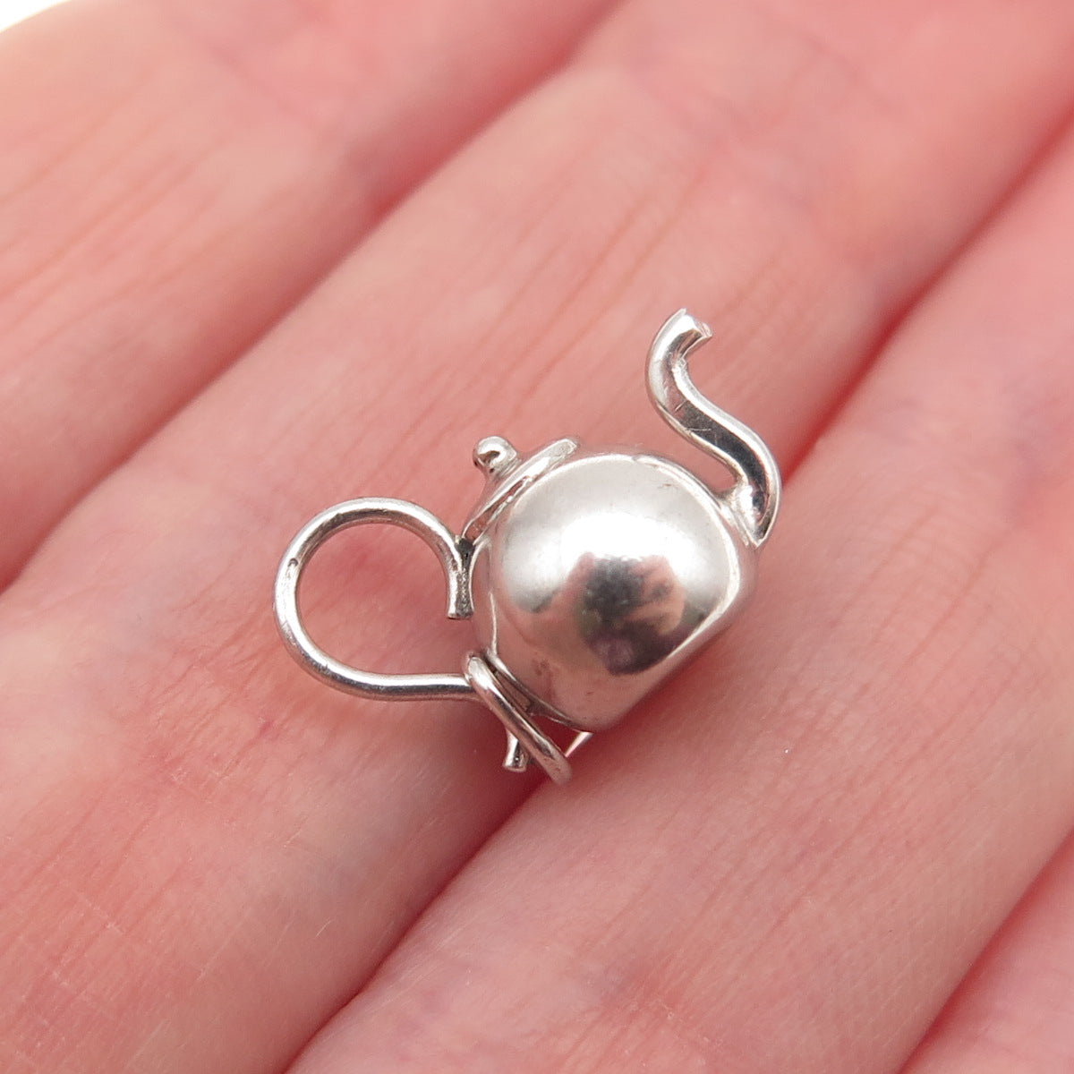 925 Sterling Silver Antique Art Deco Teapot 3D Mini Charm Pendant