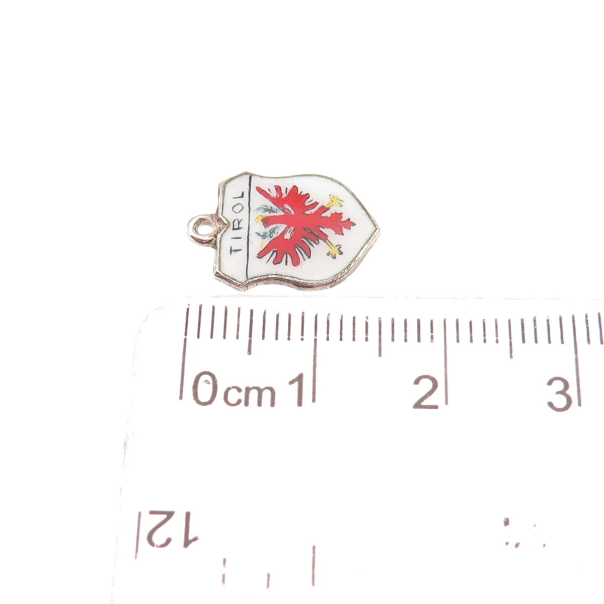 Fritz Reu & Co. 800 Silver Vintage Enamel Tyrol Coat of Arms Mini Charm Pendant