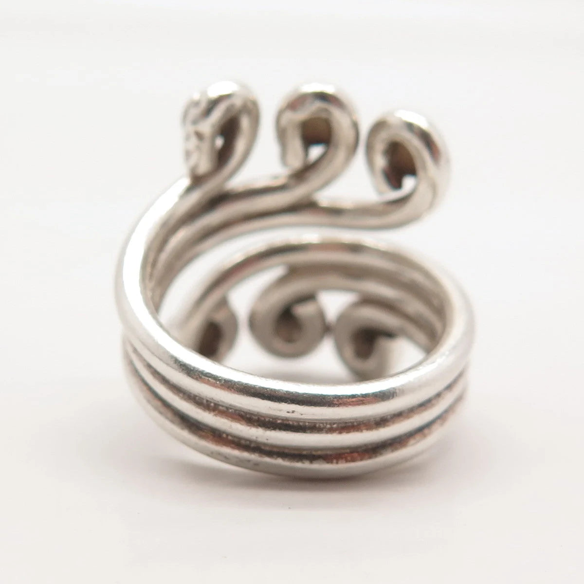 925 Sterling Silver Vintage Swirl Beaded Ring Size 6.5