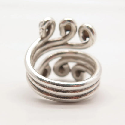 925 Sterling Silver Vintage Swirl Beaded Ring Size 6.5