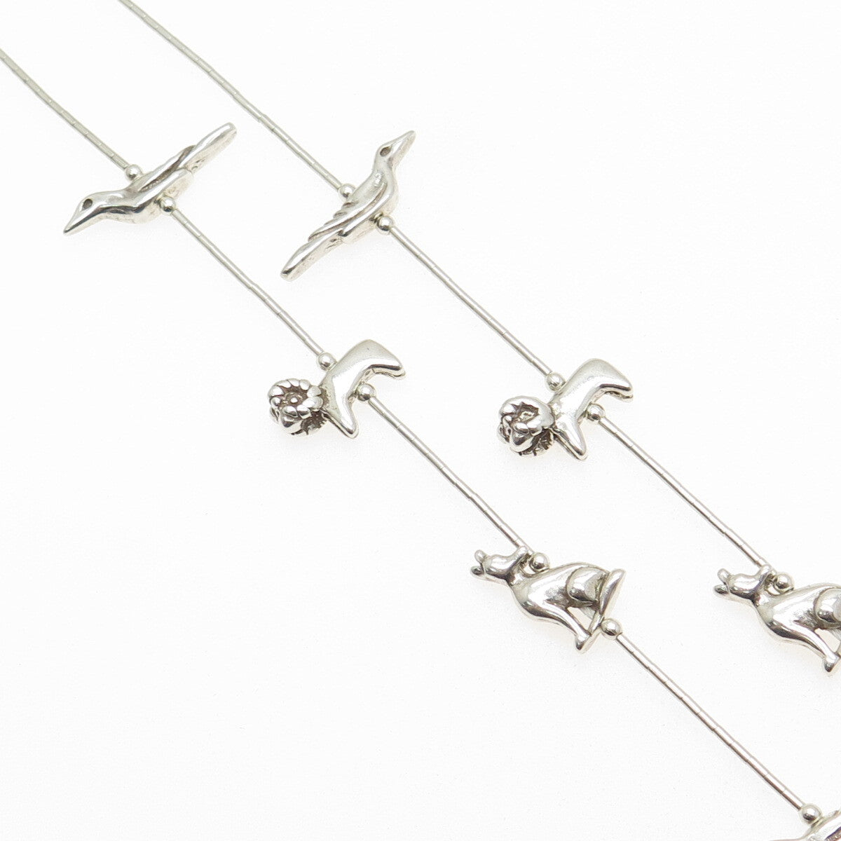 Skyway Trading Co Sterling Silver Vintage Southwestern Animal Chain Necklace