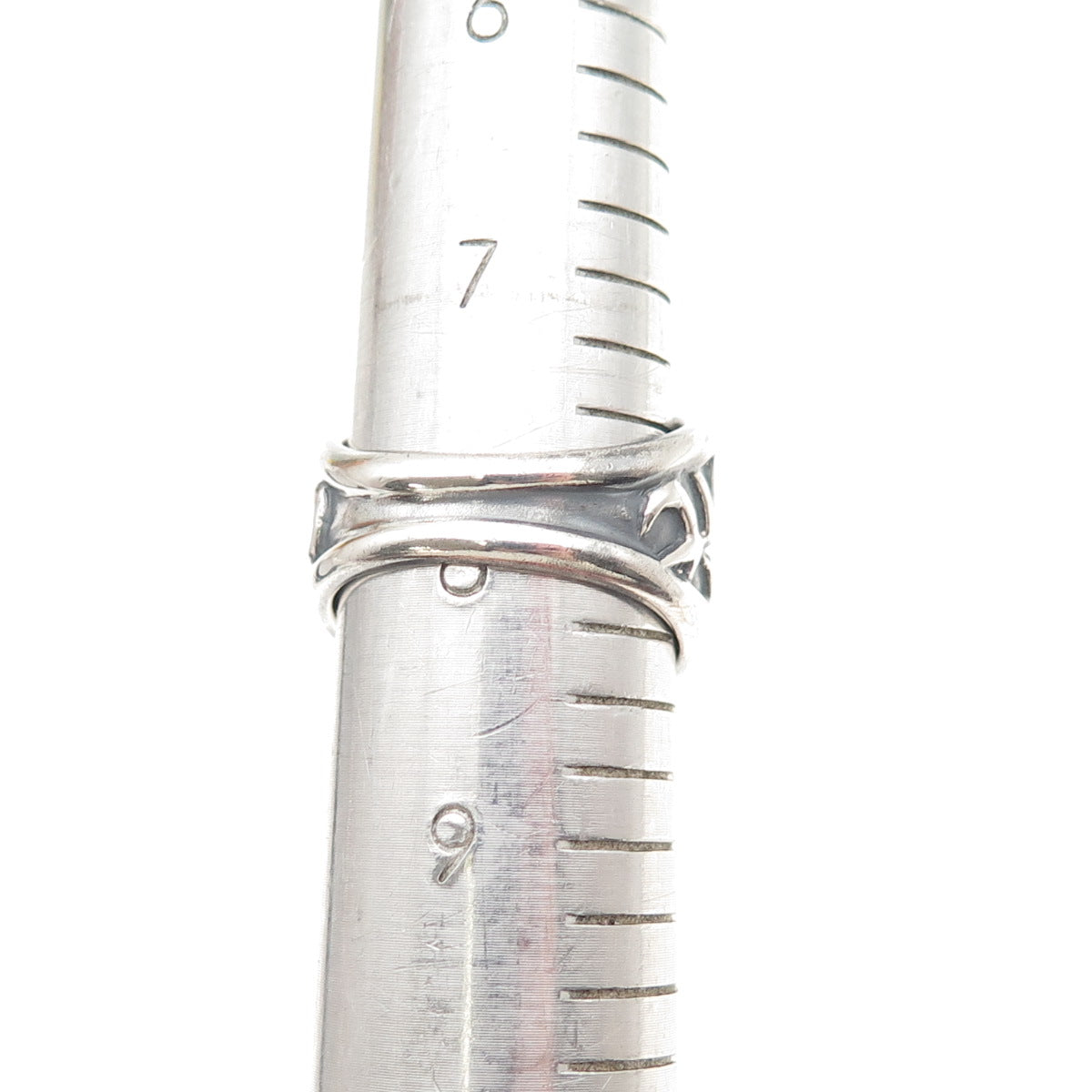 SAN GIOVANNI 925 Sterling Silver Vintage C Z Monkey Mount Oxidized Ring Size 8