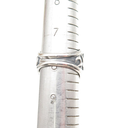 SAN GIOVANNI 925 Sterling Silver Vintage C Z Monkey Mount Oxidized Ring Size 8