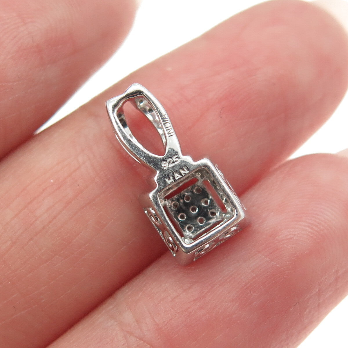 HAN 925 Sterling Silver Real Round-Cut Diamond Minimalist Pendant