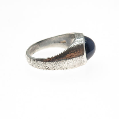 925 Sterling Silver Vintage Real Star Sapphire Modernist Ring Size 9.5