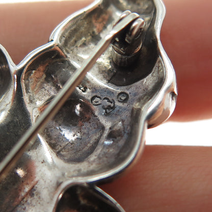 JEZLAINE 925 Sterling Silver Vintage Teddy Bear Oxidized Pin Brooch