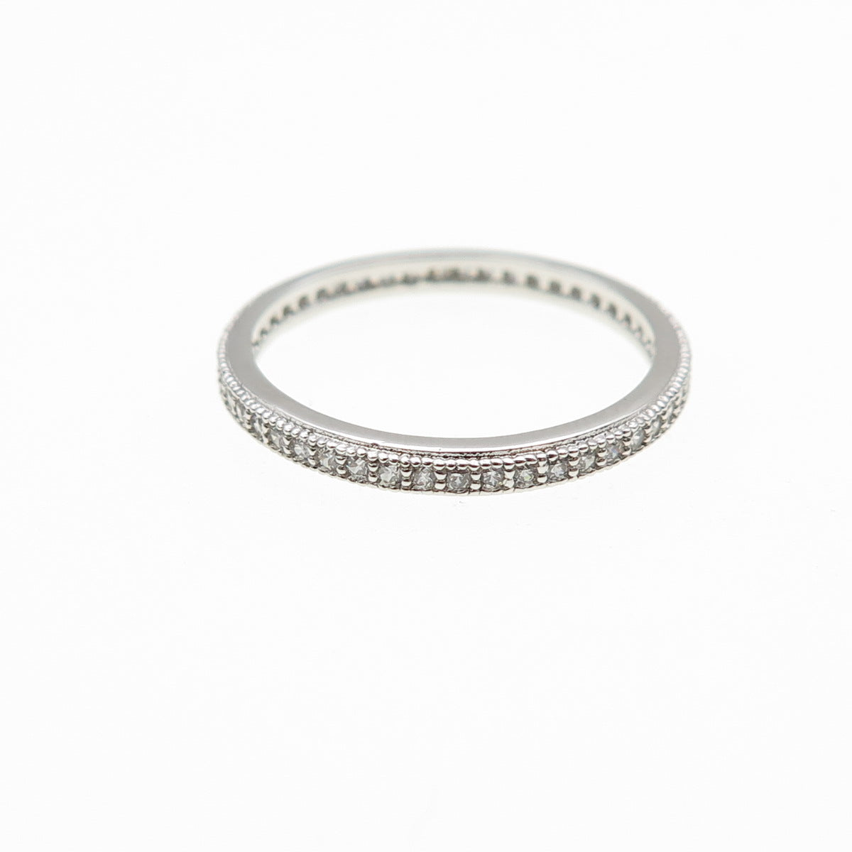 925 Sterling Silver Round-Cut C Z Eternity Stackable Band Ring Size 6