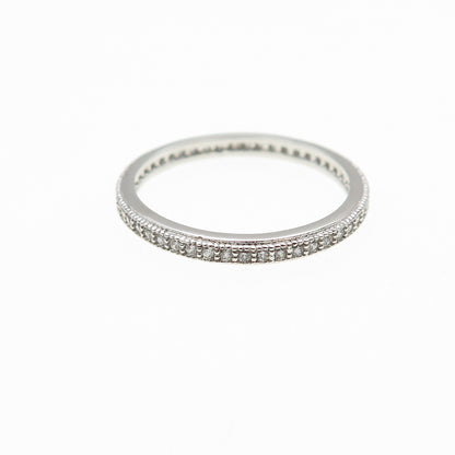 925 Sterling Silver Round-Cut C Z Eternity Stackable Band Ring Size 6