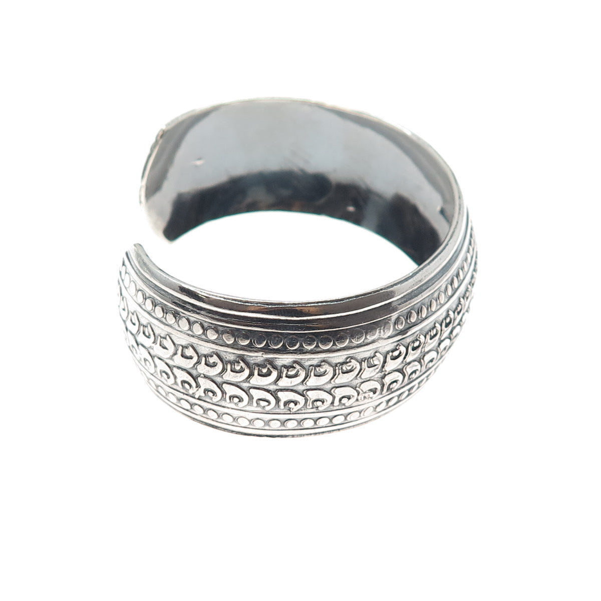 800 Silver Vintage Egypt Floral Oxidized Adjustable Cuff Bracelet 7.25"