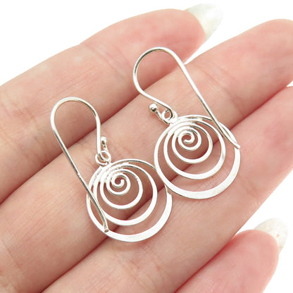 925 Sterling Silver Spiral Dangling Earrings