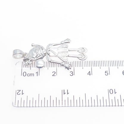 925 Sterling Silver Vintage Minnie Mouse Charm Pendant