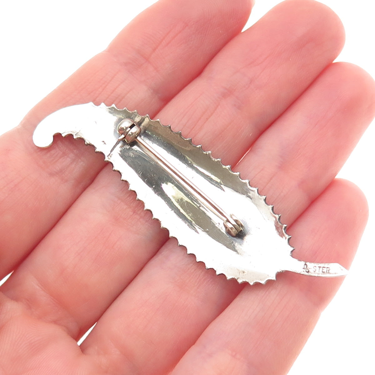 BEAU 925 Sterling Silver Vintage Feather Oxidized Pin Brooch
