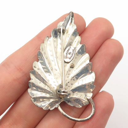 925 Sterling Silver Antique Danecraft Leaf Pin Brooch