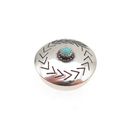Old Pawn 925 Sterling Silver Vintage Turquoise Snake Eye Concho Clip Button