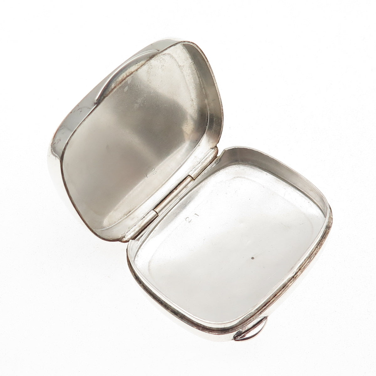 TIFFANY & CO. 925 Sterling Silver Vintage Italy Ribbed Oxidized Pill / Snuff Box