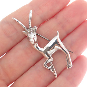 925 Sterling Silver Vintage Mexico Deer Oxidized Pin Brooch