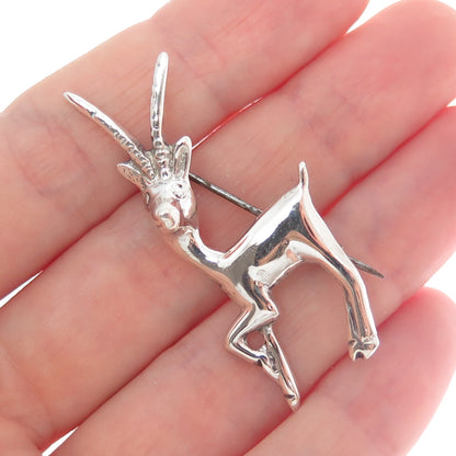 925 Sterling Silver Vintage Mexico Deer Oxidized Pin Brooch