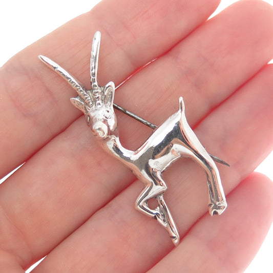 925 Sterling Silver Vintage Mexico Deer Oxidized Pin Brooch