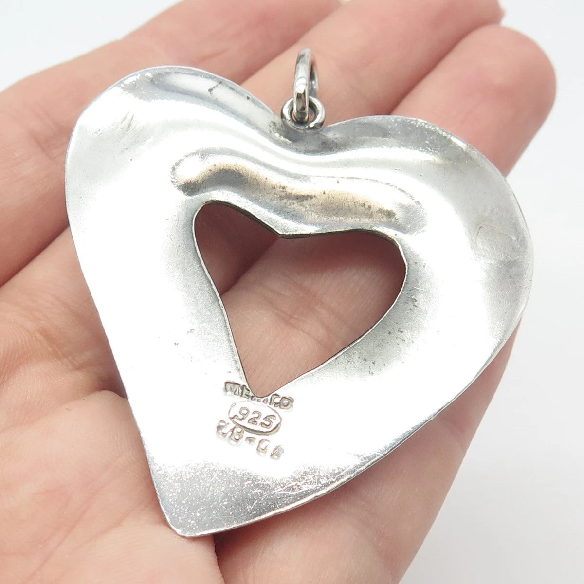 925 Sterling Silver 2-Tone Vintage Mexico Open Heart Pin Brooch