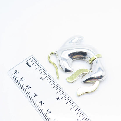 925 Sterling Silver 2-Tone Vintage Mexico Dog / Puppy Pin Brooch
