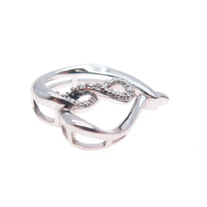 SAI 925 Sterling Silver Round-Cut C Z Infinity Heart Mini Slide Charm Pendant