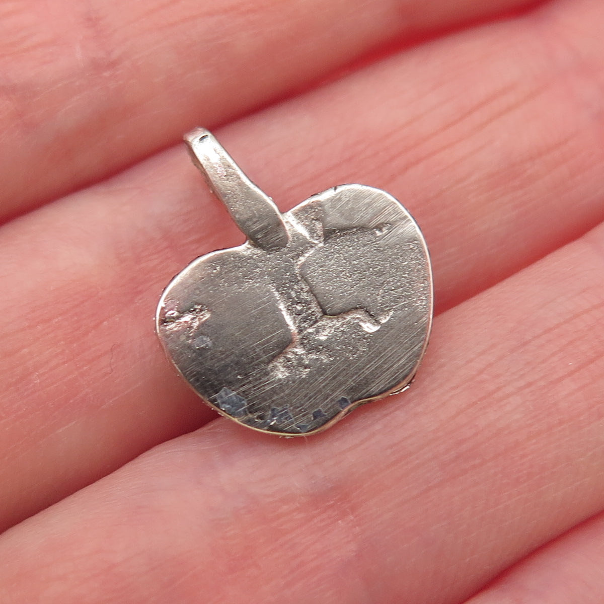 Old Pawn 925 Sterling Silver Vintage Turquoise Inlay Apple Mini Charm Pendant