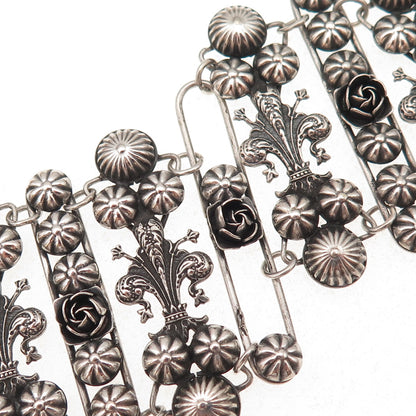 800 Silver Antique Art Deco Italy Fleur de Lis Bracelet 7.25" (missing parts)