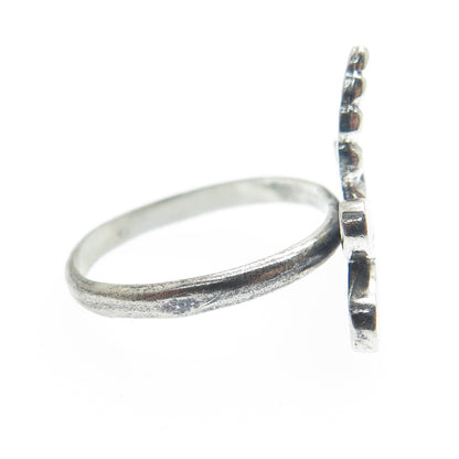 925 Sterling Silver Vintage Real Mother-of-Pearl Dragonfly Ring Size 5.75