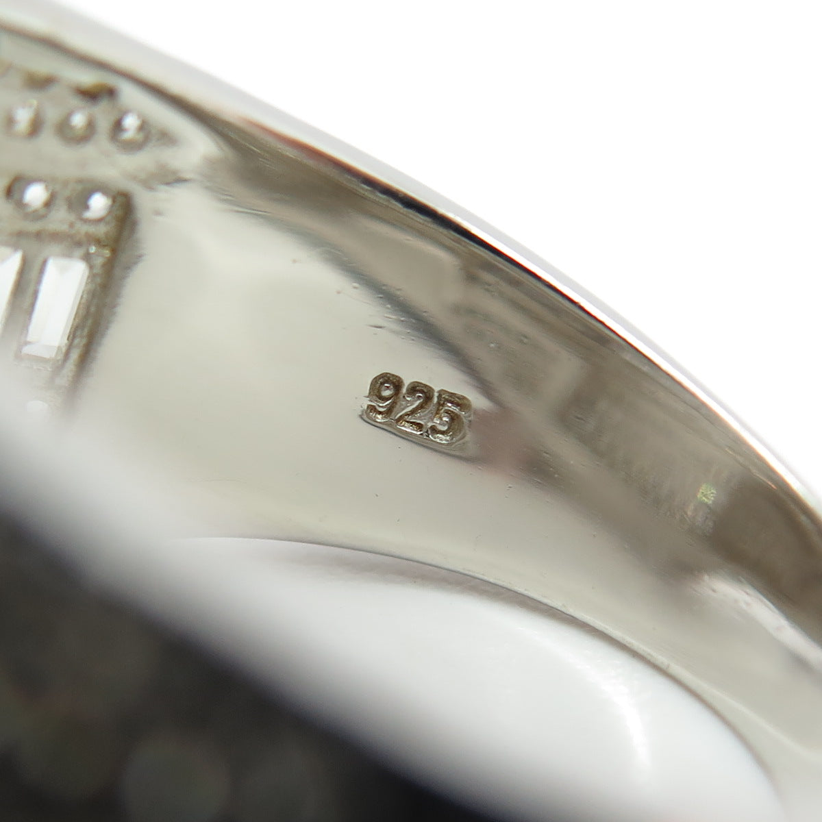 925 Sterling Silver Round & Baguette-Cut C Z Statement Ring Size 12