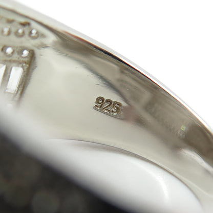 925 Sterling Silver Round & Baguette-Cut C Z Statement Ring Size 12