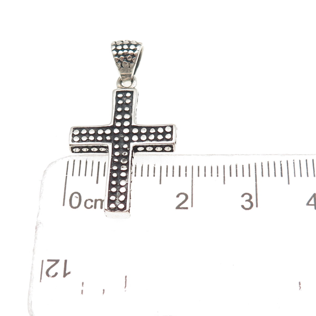 925 Sterling Silver Vintage Cross Dotted Oxidized Pendant