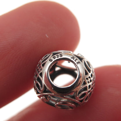 Pandora 925 Sterling Silver C Z Letter F Initial Slide Bead Charm