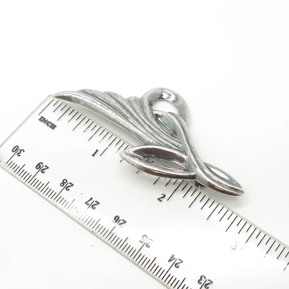925 Sterling Silver Vintage Ribbed Modernist Pin Brooch