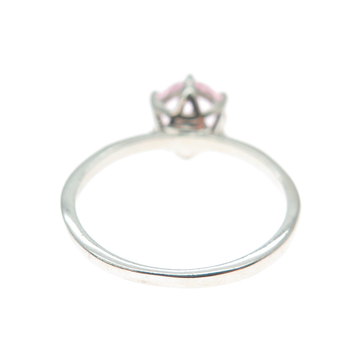 DAZZLERS 925 Sterling Silver Round-Cut Nano Pink Topaz Ring Size 8