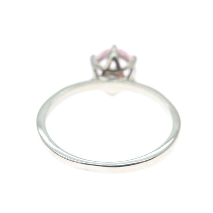 DAZZLERS 925 Sterling Silver Round-Cut Nano Pink Topaz Ring Size 8