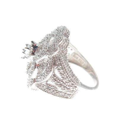 925 Sterling Silver Real Round-Cut Diamond Sparkle Ring Size 5.25