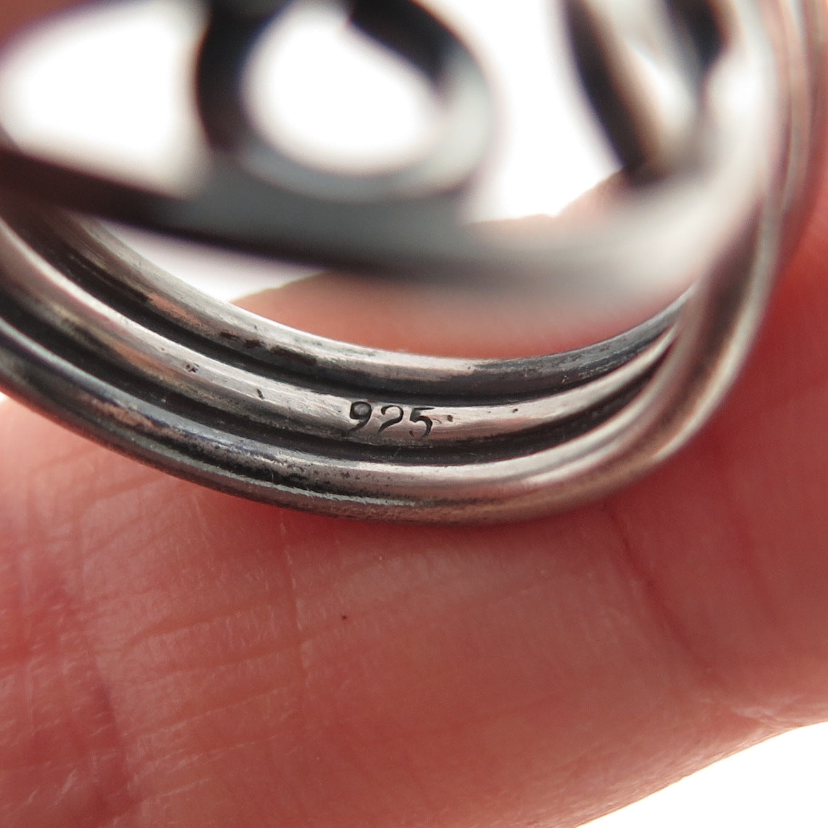 925 Sterling Silver Vintage Modernist Swirl Oxidized Ring Size 5.75