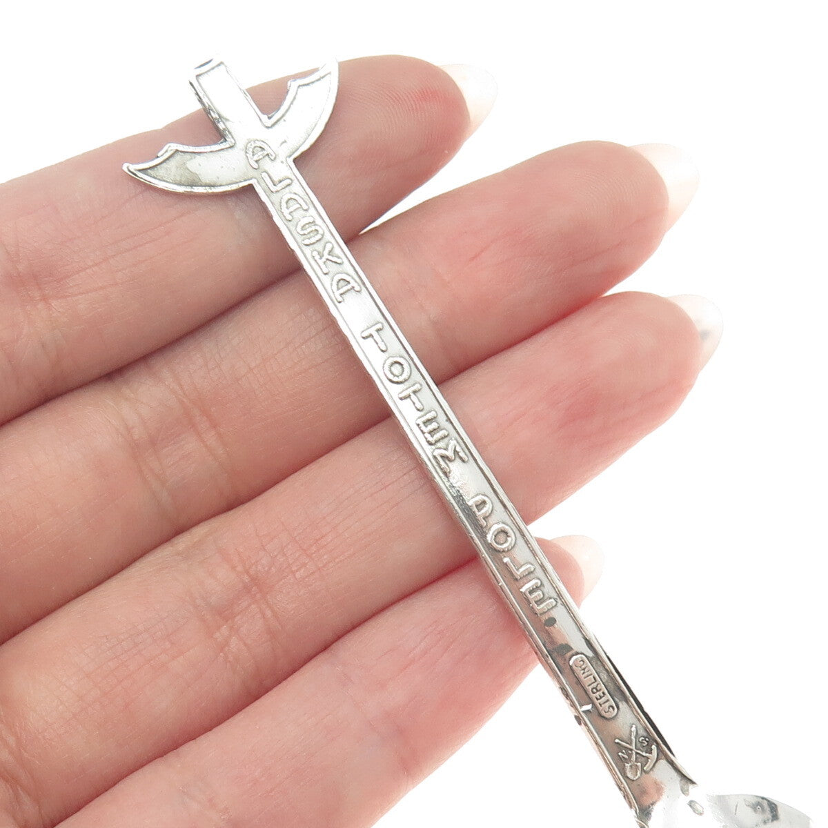 JOSEPH MAYER 925 Sterling Silver Antique Art Deco Alaska Totem Pole Coffee Spoon