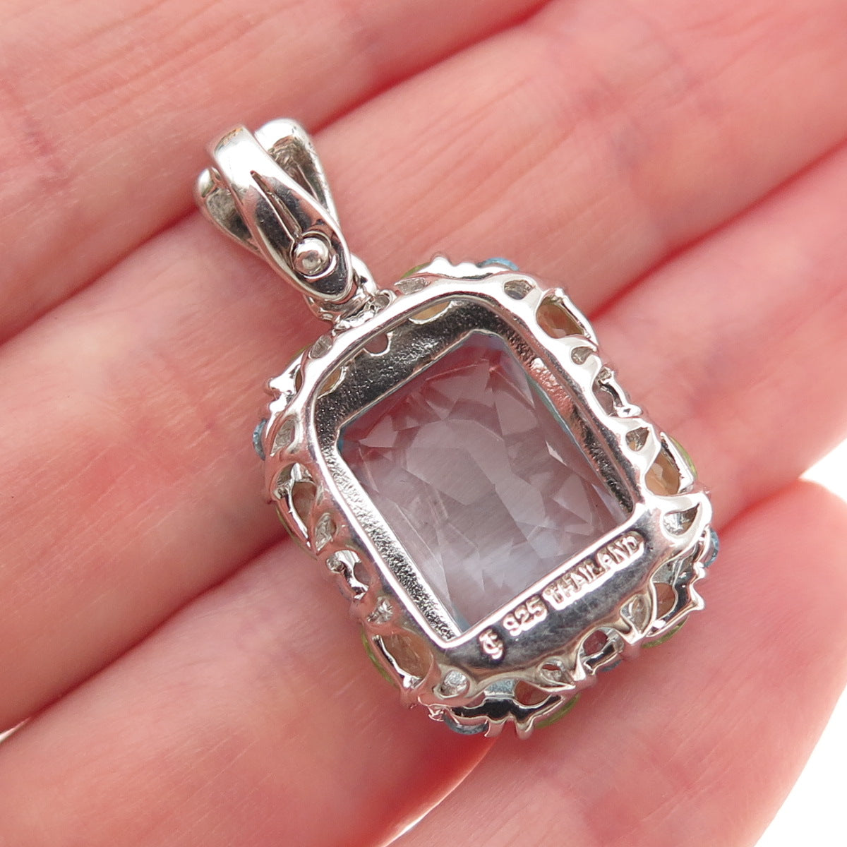 JACKSON HOLE 925 Sterling Silver Real Blue Topaz & Peridot Charm Pendant