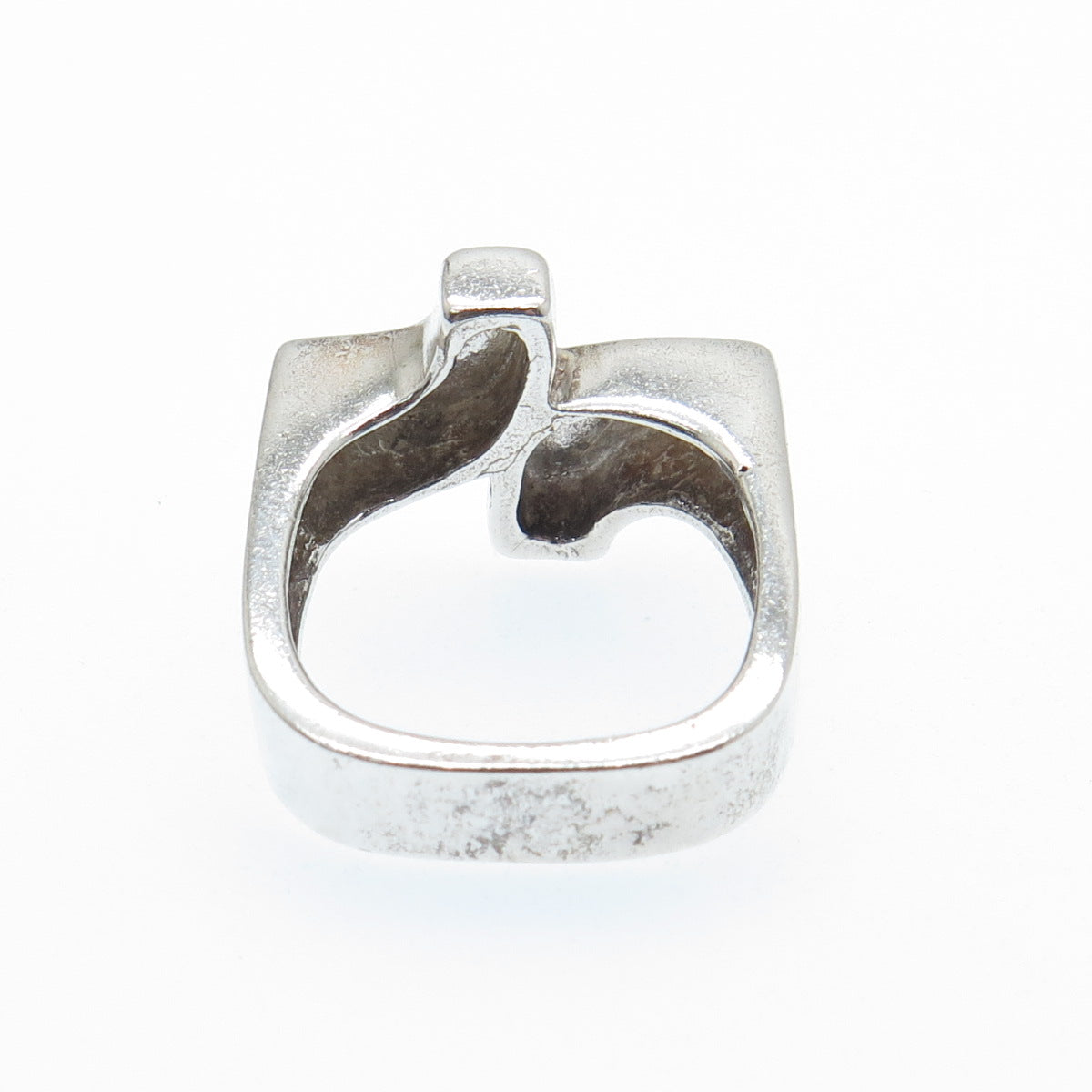925 Sterling Silver Vintage Modernist Bypass Cross Ring Size 6.75